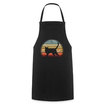 Aventure Katze Sonnenuntergang - Kochschürze - Schwarz - Vorne - AI Model Male 185 dark (185cm)