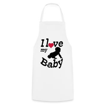 J’aime mon bébé, mon enfant, ma naissance, mes parents, mon cadeau - Tablier de cuisine - blanc - Devant - AI Model Male 185 dark (185cm)