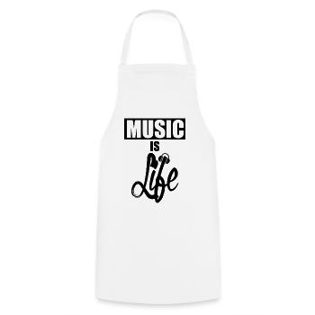 music - Cooking Apron - white - Front - AI Model Male 185 dark (185cm)