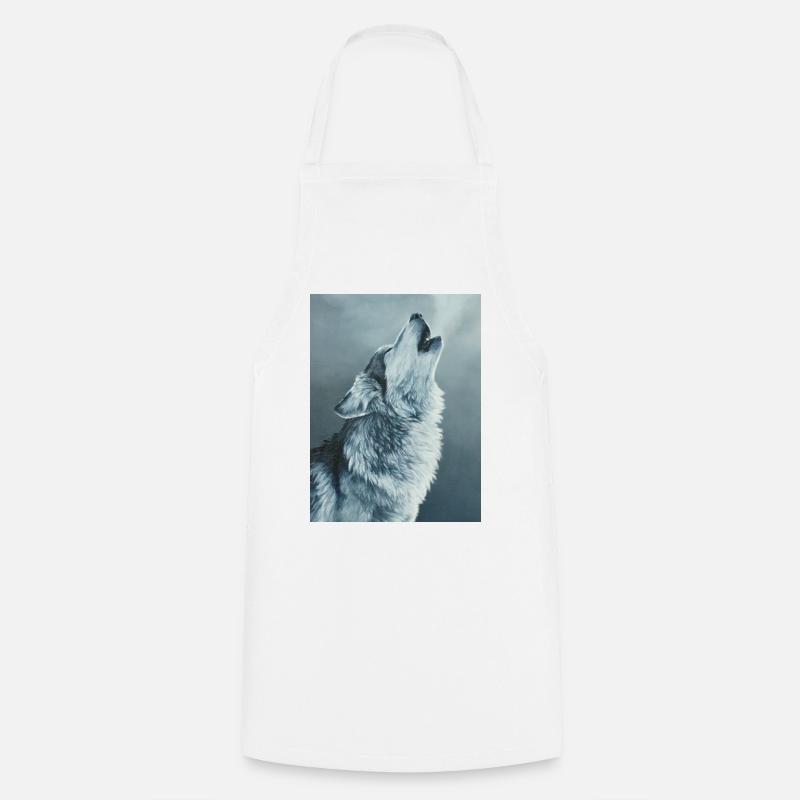 Loup gris - Tablier de cuisine - blanc