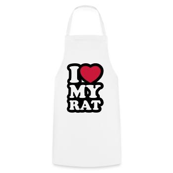 I love my rat - Cooking Apron - white - Front - AI Model Male 185 dark (185cm)