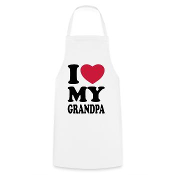 I love my grandpa - J'aime mon grand-père - Tablier de cuisine - blanc - Devant - AI Model Male 185 dark (185cm)