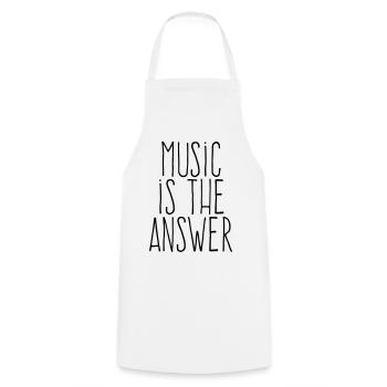 Music Is The Answer | Minimalist Hand-Drawn  - Cooking Apron - white - Front - AI Model Male 185 dark (185cm)