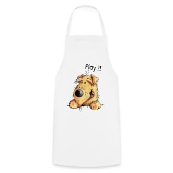 Drôle Airedale Terrier - Chien - Cadeau - Tablier de cuisine - blanc - Devant - AI Model Male 185 dark (185cm)