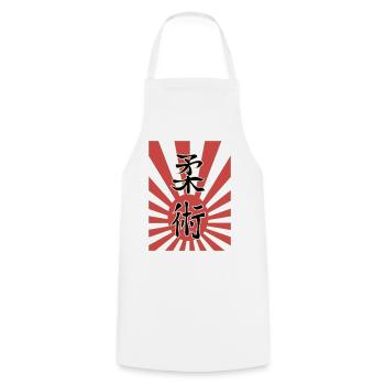 Ju Jutsu Kanji + japanischen, kaiserlichen Flagge - Kochschürze - Weiß - Vorne - AI Model Male 185 dark (185cm)