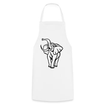 African Elephant I Bull - Cooking Apron - white - Front - AI Model Male 185 dark (185cm)