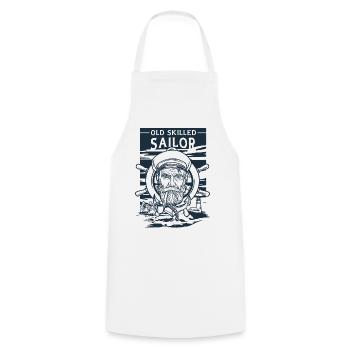 Vieux marin expérimenté Classic Maritime - Tablier de cuisine - blanc - Devant - AI Model Male 185 dark (185cm)