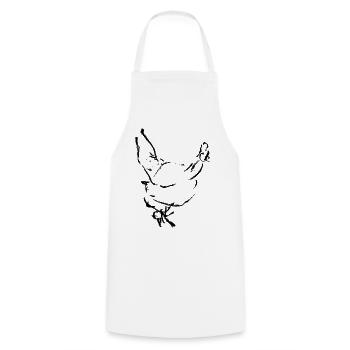 Hen - Drawing / CHICKEN - Cooking Apron - white - Front - AI Model Male 185 dark (185cm)