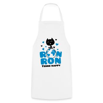 La ronronthérapie, humour de chat, terre happy ! - Tablier de cuisine - blanc - Devant - AI Model Male 185 dark (185cm)