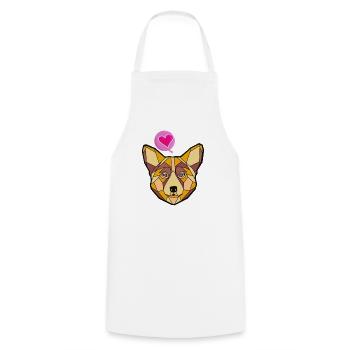 Chien géométrique au cœur - Tablier de cuisine - blanc - Devant - AI Model Male 185 dark (185cm)