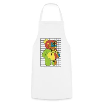 Ours en peluche, robot - Tablier de cuisine - blanc - Devant - AI Model Male 185 dark (185cm)