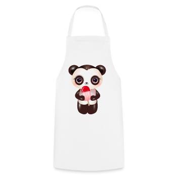 niedlicher Panda mit rotem Eis am Stil - Kochschürze - Weiß - Vorne - AI Model Male 185 dark (185cm)