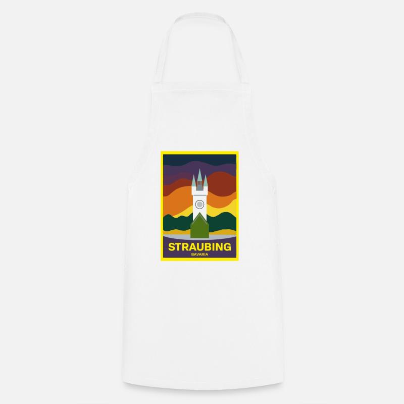 Straubing City Tower, Bavaria, Germany - Cooking Apron - white