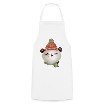 cute panda bear with bobble hat in winter - Cooking Apron - white - Front - AI Model Male 185 dark (185cm)