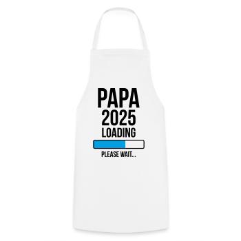 Papa 2025 Loading Bitte warten... - Kochschürze - Weiß - Vorne - AI Model Male 185 dark (185cm)