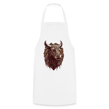 Bull's Head - Cooking Apron - white - Front - AI Model Male 185 dark (185cm)