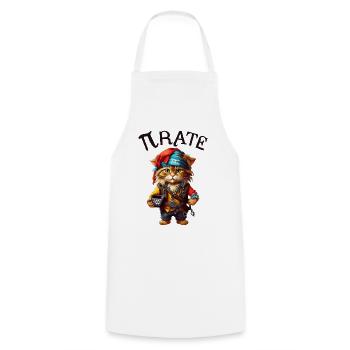 Chat pirate de Pi Day - Tablier de cuisine - blanc - Devant - AI Model Male 185 dark (185cm)