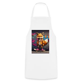 Urbaner Fuchs auf Skateboard im Graffiti-Stil - Kochschürze - Weiß - Vorne - AI Model Male 185 dark (185cm)