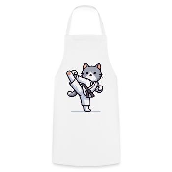 Karate Kitty: Die katzenartige Kämpferin - Kochschürze - Weiß - Vorne - AI Model Male 185 dark (185cm)