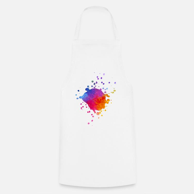 Bunte Farbspritzer - Farbverlauf Aquarell - Kochschürze - Weiß
