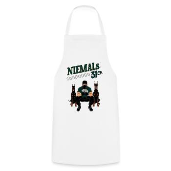 Niemals 31ER - Kochschürze - Weiß - Vorne - AI Model Male 185 dark (185cm)