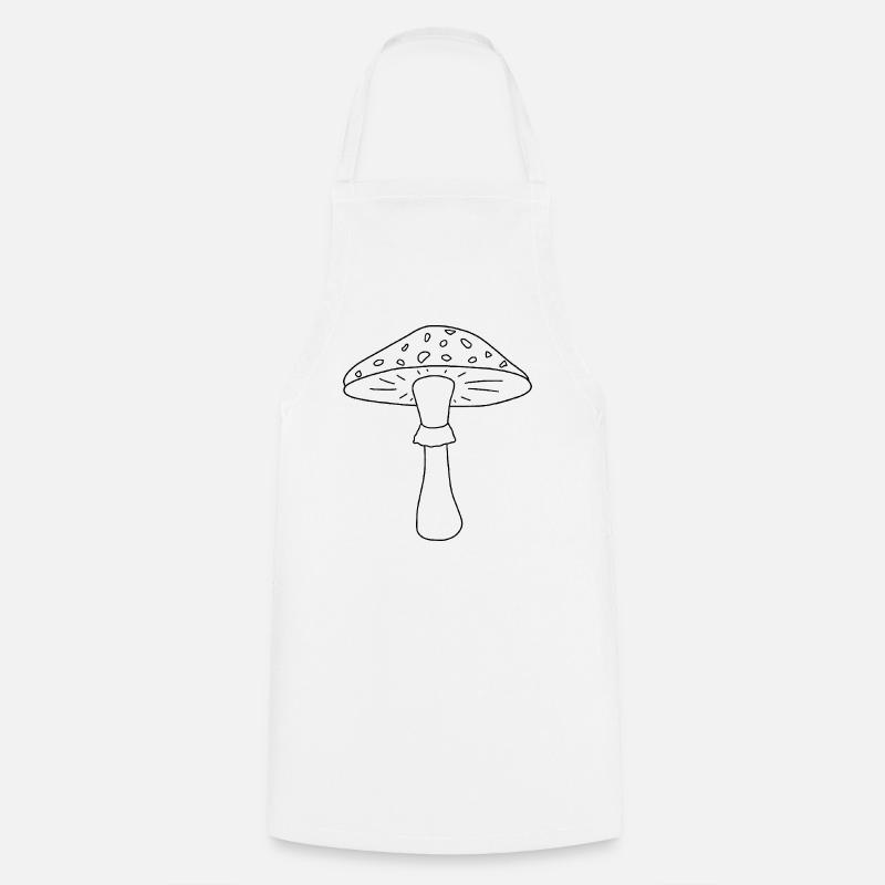 Champignon noir et blanc - Tablier de cuisine - blanc