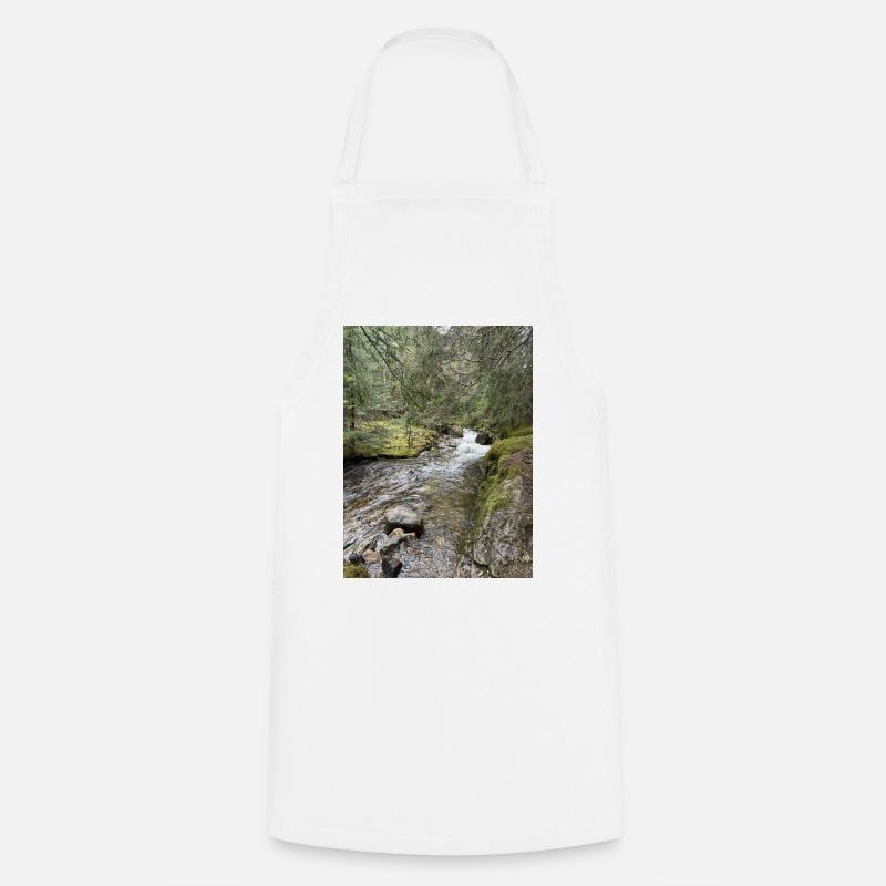 Still life in the forest with river - Cooking Apron - white