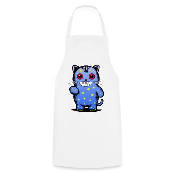 Verspielter blauer Katzen-Charakter mit Sternen - Kochschürze - Weiß - Vorne - AI Model Male 185 dark (185cm)