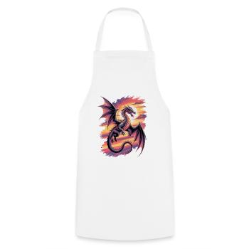 Dragon fantastique au coucher du soleil - Tablier de cuisine - blanc - Devant - AI Model Male 185 dark (185cm)