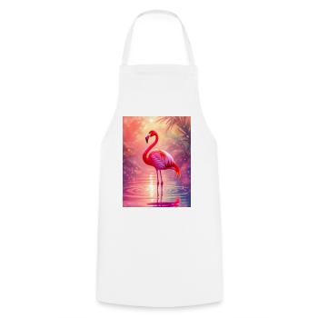 Flamingo – Spirit of Grace and Color - Cooking Apron - white - Front - AI Model Male 185 dark (185cm)