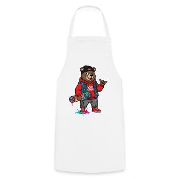 Wave Bear Skateboard Graffiti Pullover Hoodie - Cooking Apron - white - Front - AI Model Male 185 dark (185cm)