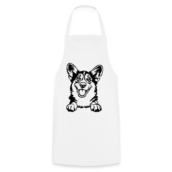Corgi gallois - Tablier de cuisine - blanc - Devant - AI Model Male 185 dark (185cm)