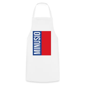 Minusio Vertikale Typografie Blau Rot - Kochschürze - Weiß - Vorne - AI Model Male 185 dark (185cm)