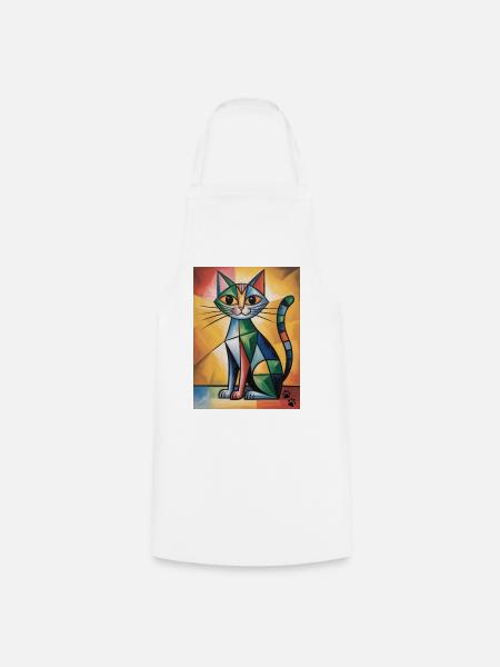 katze kubisch - Kochschürze - Weiß