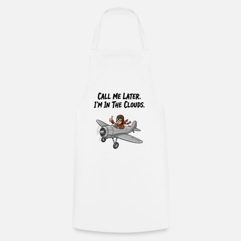 Aviator Saying: Now in the Clouds Pilot Style - Cooking Apron - white