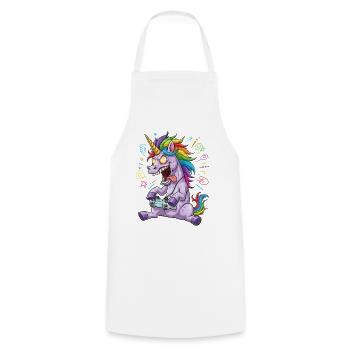 Rainbow Unicorn Gamer Crazy Funny - Cooking Apron - white - Front - AI Model Male 185 dark (185cm)