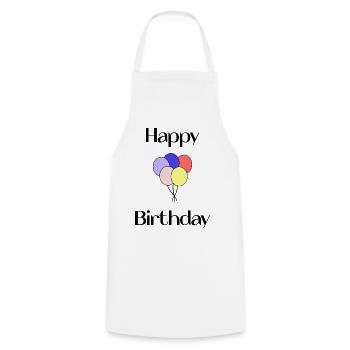 HAPPY BIRTHDAY. COEUR. I LOVE YOU. LOVE. JE T'AIME - Tablier de cuisine - blanc - Devant - AI Model Male 185 dark (185cm)