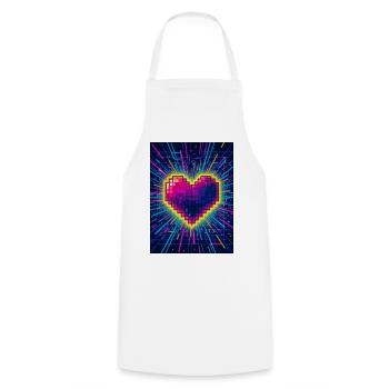 Neon Heart Pulse – Retro-80er-Liebe - Kochschürze - Weiß - Vorne - AI Model Male 185 dark (185cm)