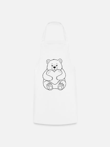 Teddybär mit Herz – kuschelige Liebe - Kochschürze - Weiß