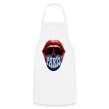 Pop Art de la Langue de Paris - Tablier de cuisine - blanc - Devant - AI Model Male 185 dark (185cm)