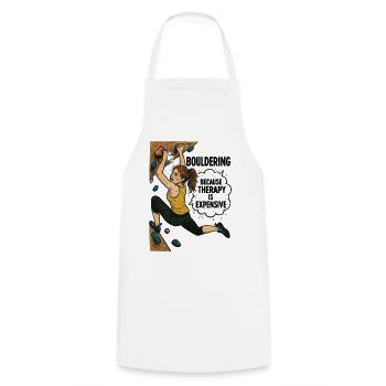 Bouldering instead of therapy – Funny climbing shirt - Cooking Apron - white - Front - AI Model Male 185 dark (185cm)