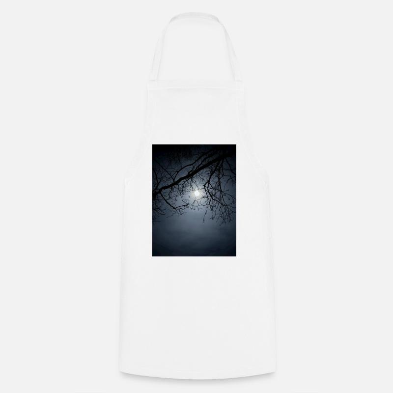 Moonlight silhouette with branches - Cooking Apron - white