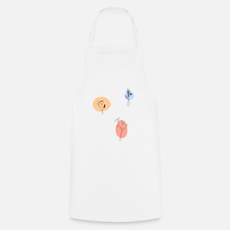 Pastel Blossoms Delicate Line Art - Cooking Apron - white