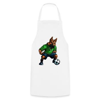 Footballeur berger allemand - Tablier de cuisine - blanc - Devant - AI Model Male 185 dark (185cm)