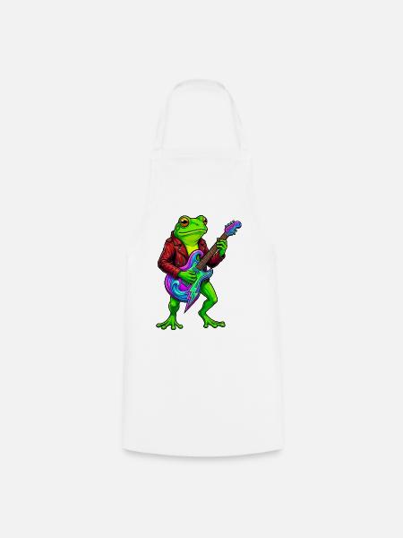 Frosch mit Jacke und Neon E-Gitarre - Kochschürze - Weiß