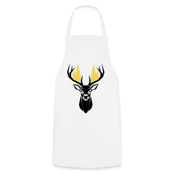 Silhouette de la forêt de tête de cerf - Tablier de cuisine - blanc - Devant - AI Model Male 185 dark (185cm)