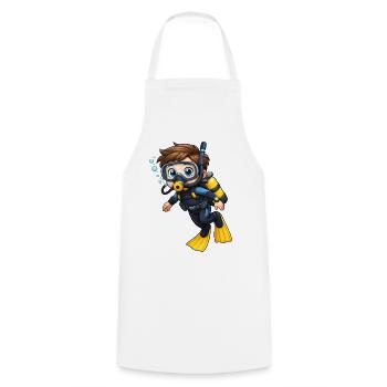 Motif de plongée en mer de Diver Kid - Tablier de cuisine - blanc - Devant - AI Model Male 185 dark (185cm)