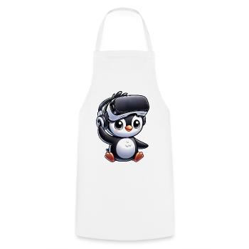 Cute Penguin VR Gamer Comic Style - Cooking Apron - white - Front - AI Model Male 185 dark (185cm)
