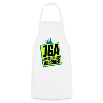 Junggesellenabschied JGA Neon Design - Kochschürze - Weiß - Vorne - AI Model Male 185 dark (185cm)