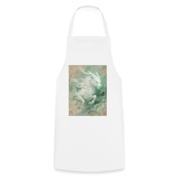 Bai Ze: The Messenger of Divine Wisdom - Cooking Apron - white - Front - AI Model Male 185 dark (185cm)